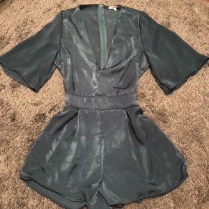 Green Satin Romper